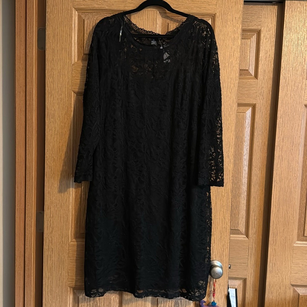 New with tags, black, long sleeve lace dress